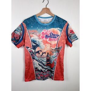 Cherry Blossom Run Men's Small Shirt Samurai Bunny Active Tee Scenic Japan